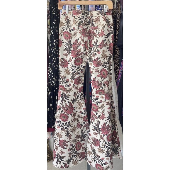 New Free People Just Float On Printed Flares in Barcelona Combo Size 26 - Picture 3 of 4
